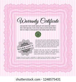 Pink Vintage Warranty template. With linear background. Money Pattern. Customizable, Easy to edit and change colors. 