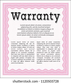 Pink Vintage Warranty template. Modern design. Customizable, Easy to edit and change colors. Printer friendly. 