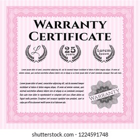 Pink Vintage Warranty template. Money Pattern. With quality background. Detailed. 