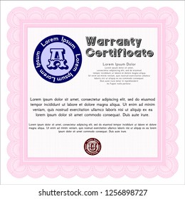 Pink Vintage Warranty template. Retro design. Customizable, Easy to edit and change colors. With quality background. 