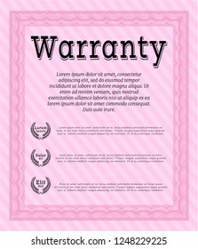 Pink Vintage Warranty template. Sophisticated design. Detailed. Printer friendly. 