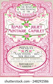 Pink Vintage Wedding Invite. 