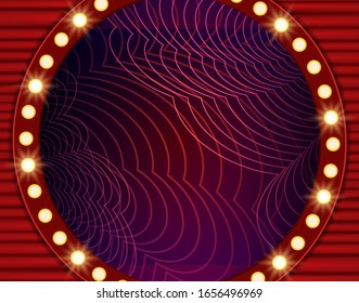 Pink and violet abstract background with red curtain. Design for presentation, concert, show. Vector illustration