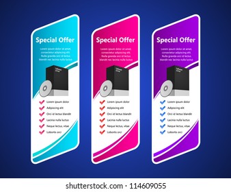 Pink , Violet, Blue Software Banner Set with box and cd or dvd