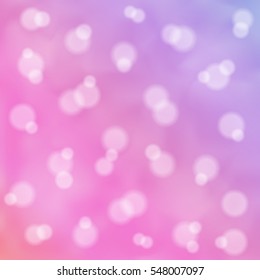 Pink and violet bokeh background. Blurred abstract background with circle lights. Abstract background with bokeh defocused lights. Colorful vector illustration.