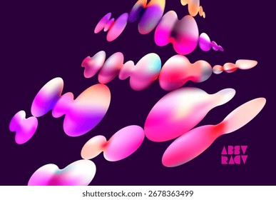 Círculos rosados y violetas y bola sobre fondo oscuro. Composición Abstractas de Formas geométricas en color 3D.