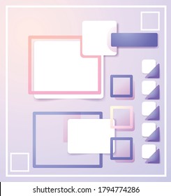 Pink and violet color palette office tasks calendar mood board template. Decorative vector collage composition for goal setting, deadline tracking and business presentation and photo frame
