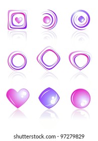 Pink and violet colors logos set. Vector illustration.