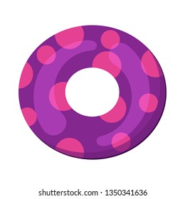Pink and violet donut. Inflatable swimming ring. Vector illustration can be used for topics like lifebuoy, pool party, summer vacation, kids