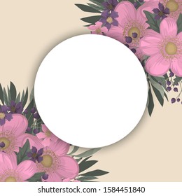 Pink and violet floral border