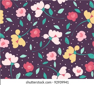 pink  violet flowers seamless pattern