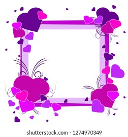 Pink and violet Heart shapes invitation with white portion in the middle