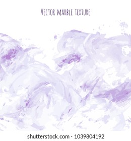 Pink, violet, lilac marble watercolor vector texture background. Abstract acrylic smudge backdrop with scribble, stains, dry brush strokes, spots, ink waves. Natural stone wall for interior design.