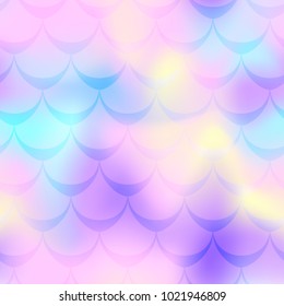 Pink violet mermaid vector background. Fish scale pattern. Mermaid seamless pattern tile. Holographic gradient. Candy colors iridescent texture. Mermaid skin seamless pattern. Mermaid wrapping paper
