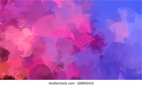 Pink and violet round brush strokes background. Vector version