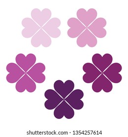 A pink violet set of clover leaves, a symbol of luck, poker symbol icon