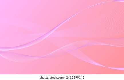 líneas lisas rosadas violetas curvas de onda en fondo abstracto de gradiente suave
