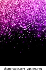 Pink violet sparkling scattered glitter flyer. Vector