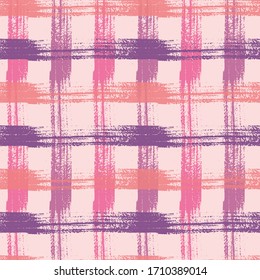 Pink and Violet Tablecloth Seamless Pattern. Two Color Gingham Design
