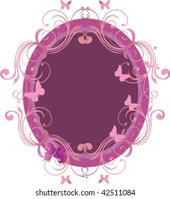 pink violet vector frame and butterfly