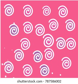 Pink, Violet and White Snails on Pink Background