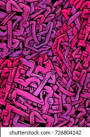 Pink and violet wild style vector graffiti background, vertical A4 format.
