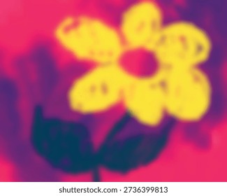 Pink, violet and yellow blurred aesthetic flower. Dreamy atmospheric