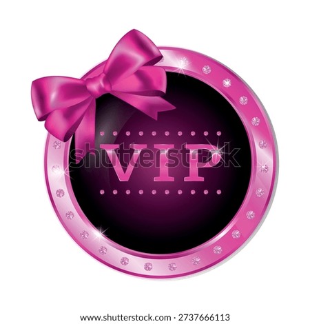 Pink VIP label with bow and brilliant
