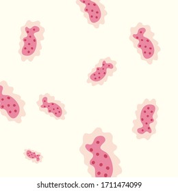 Pink virus background design, Bacterium organism molecule microbe cell disease illness health medical and infection theme Vector illustration