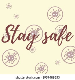 Pink Virus Epidemic Covid-19 Yellow Stop Covid Asian Flue Backdrop. Sick Pastel Text Dark Healthcare Danger Sign Take Care Wallpaper. Stay Safe Pandemic Red Quarantine Coronavirus Test Illustration.