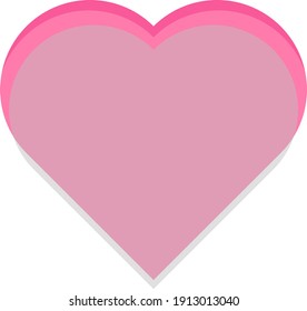 Pink volumetric heart with a shadow. Festive postcard. Festive decoration. St. Valentine's Day.