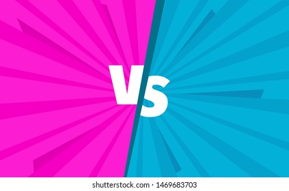 Pink vs blue teams versus battle screen. Fight backgrounds competition. Opposition against contrast.