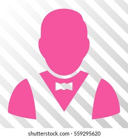Pink Waiter interface toolbar pictogram. Vector pictograph style is a flat symbol on diagonal hatch transparent background.