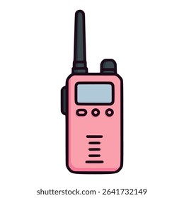 pink walkie talkie technology communication flat color vector illustration template design