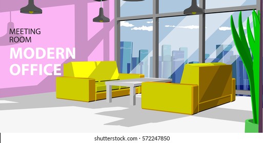 Pink wall in big meeting room