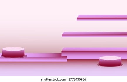 pink wall with a few boxes on the wall. nice for product advertising background.