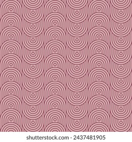 Papel pintado rosa con ilustración vectorial de semicírculos. Patrón sin fisuras con arco sobre fondo aislado. Concepto de signo dibujado a mano.