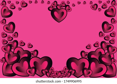 Pink wallpaper with several pink hearts