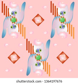 pink wallpapers with blue kittens