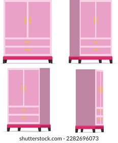 pink wardrobe, children's wardrobe, wardrobe, bedroom, homes, nice wardrobe, simple, four door,