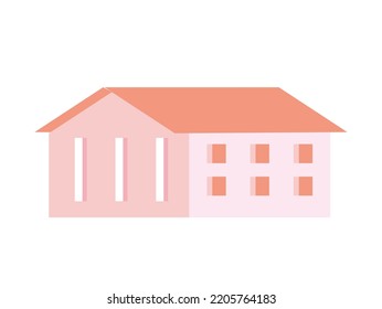 rosafarbene Fassade des Lagerhauses