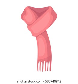 Pink warm wool scarf in ropes.Scarves and shawls single icon in cartoon style vector symbol stock illustration.