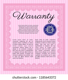 Pink Warranty. With background. Beauty design. Customizable, Easy to edit and change colors. 