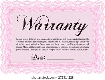 Pink warranty certificate template