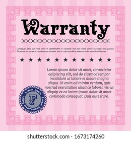 Pink Warranty Certificate template. Nice design. Printer friendly. Customizable, Easy to edit and change colors. 