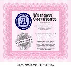 Pink Warranty. With complex background. Customizable, Easy to edit and change colors. Nice design. 