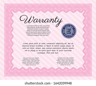 Pink Warranty. Complex background. Customizable, Easy to edit and change colors. Sophisticated design. 