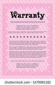 Pink Warranty. Complex background. Customizable, Easy to edit and change colors. Good design. 