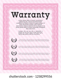 Pink Warranty. With complex linear background. Excellent design. Customizable, Easy to edit and change colors. 