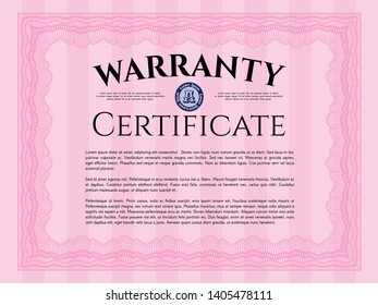 Pink Warranty. With complex linear background. Customizable, Easy to edit and change colors. Elegant design. 